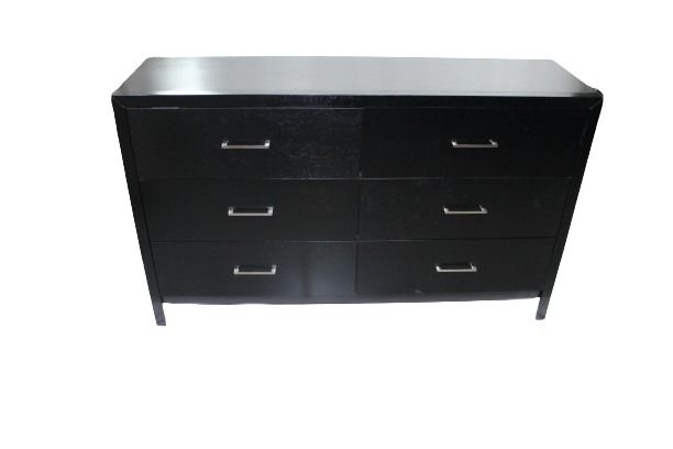 Modern Hemp Vine Wood 6-Drawer Dresser in Black