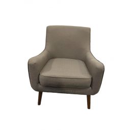 Charcoal Linen Armchair w/ Wood Legs