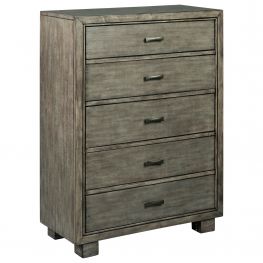 Arnett Gray Five Drawer Chest