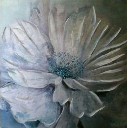 Silver Beaded Bloom: 24" x 24"