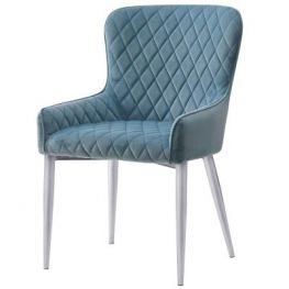 Miles Velvet Teal Dining Chair Chrome Legs