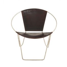 Hooped Real Leather Accent Chair