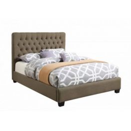Chloe Burlap Tufted Queen Bed